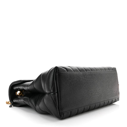 Saint Laurent Grain de Poudre Calfskin Y Quilted Monogram Medium Loulou Chain Satchel Black 4 of 10