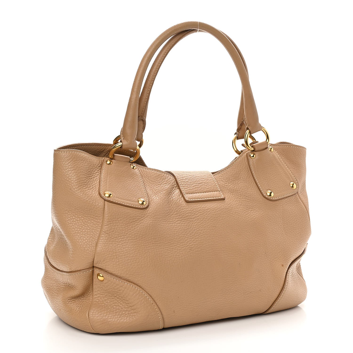 Prada Vitello Daino Pushlock Tote Sughero 2 of 21