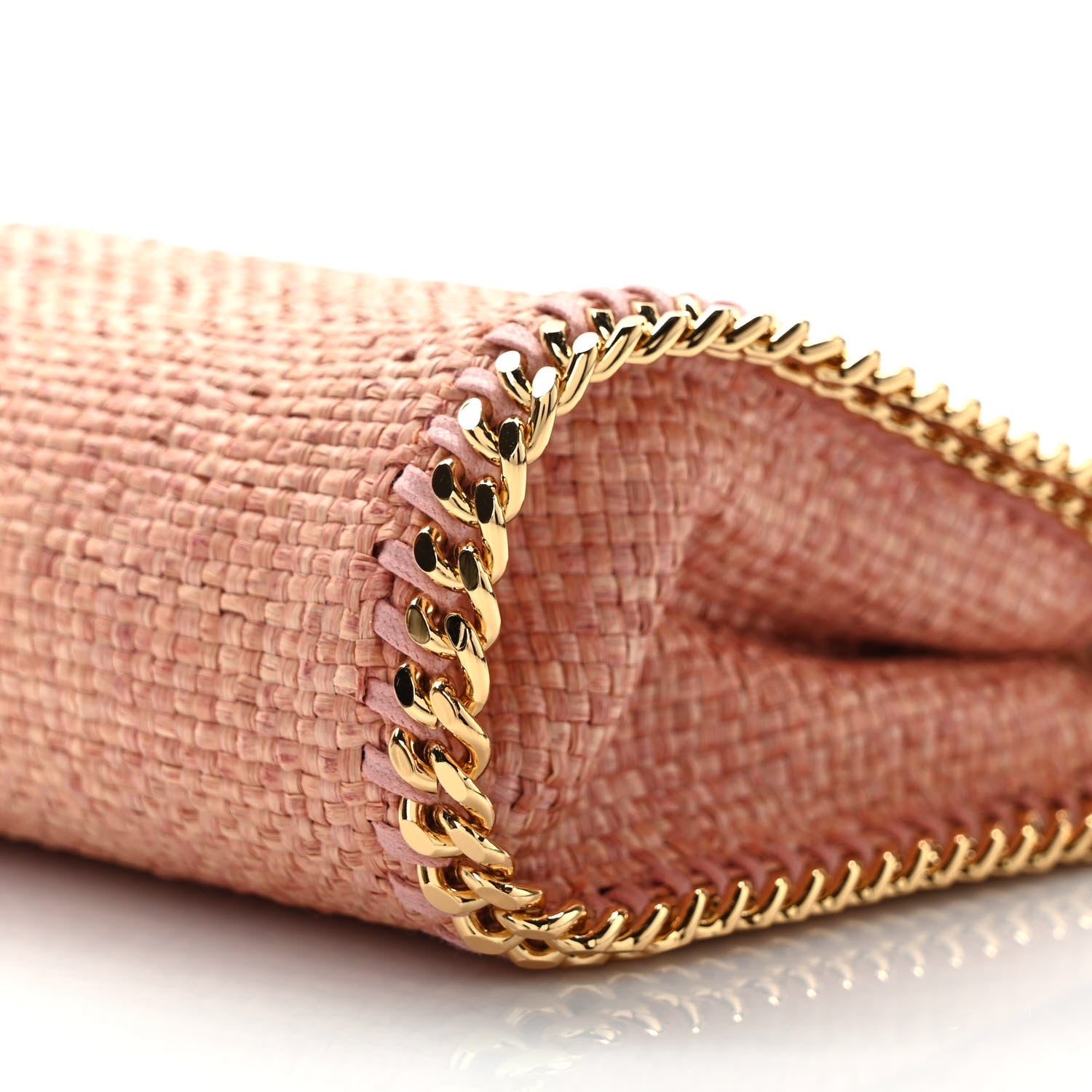 Stella McCartney Metallic Woven Raffia Tiny Fold Over Falabella Pink Gold 7 of 7