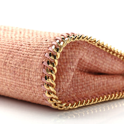 Stella McCartney Metallic Woven Raffia Tiny Fold Over Falabella Pink Gold 7 of 7