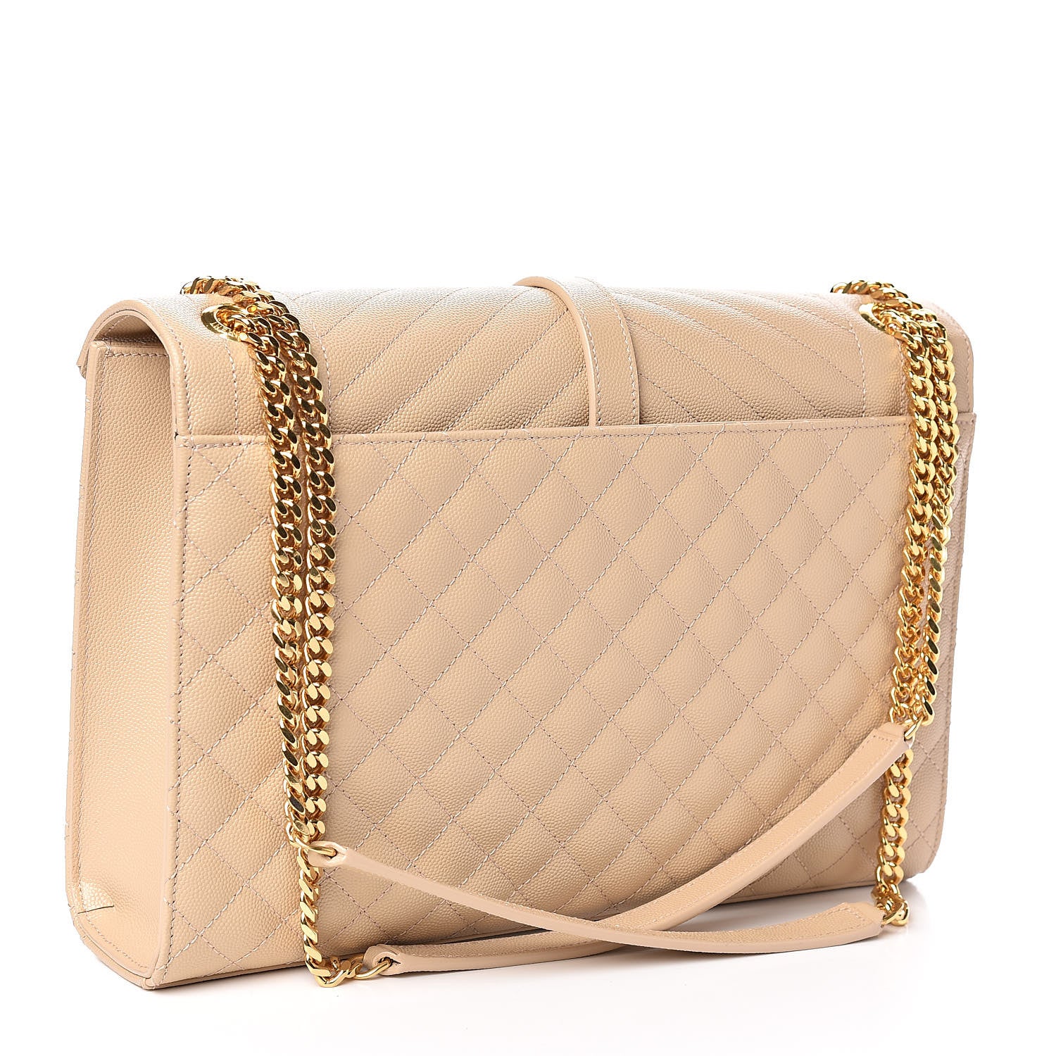 Saint Laurent Grain De Poudre Mixed Matelasse Large Triquilt Monogram Satchel Nude Powder 3 of 10