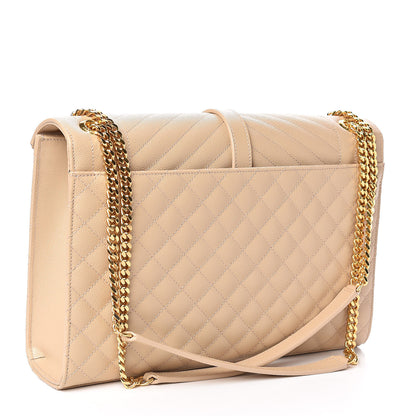 Saint Laurent Grain De Poudre Mixed Matelasse Large Triquilt Monogram Satchel Nude Powder 3 of 10
