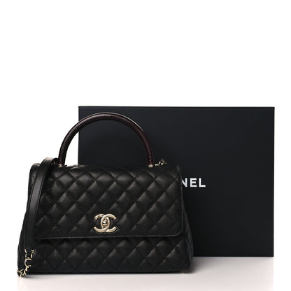 Chanel Caviar Lizard Embossed Quilted Small Coco Handle Flap Black 10 of 10