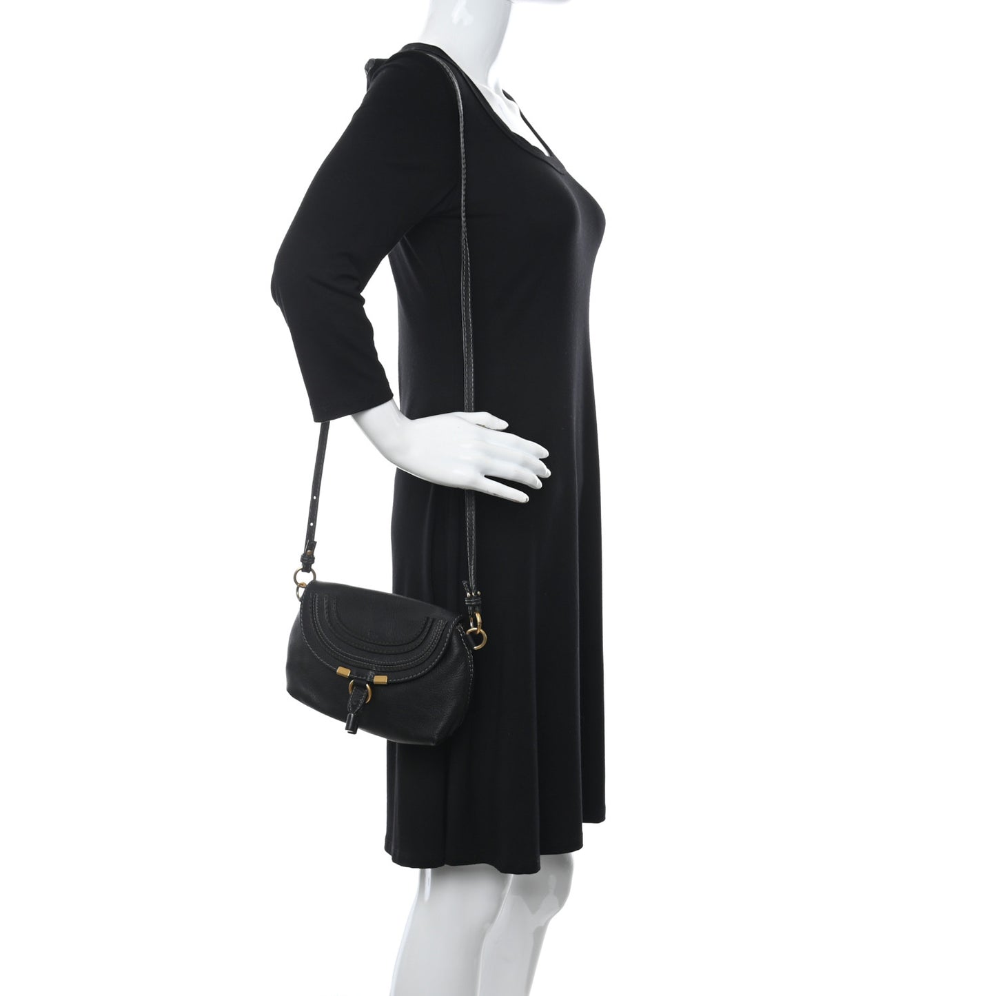 Calfskin Marcie Pochette Crossbody Bag Black