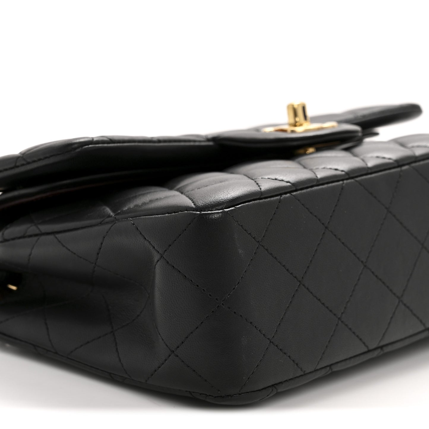 Lambskin Quilted Small Double Flap Black