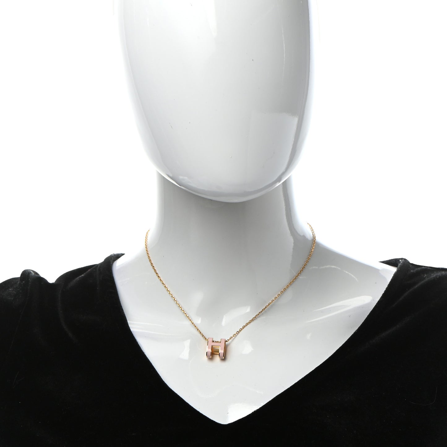 Lacquered Rose Gold Pop H Pendant Necklace Rose Dragee