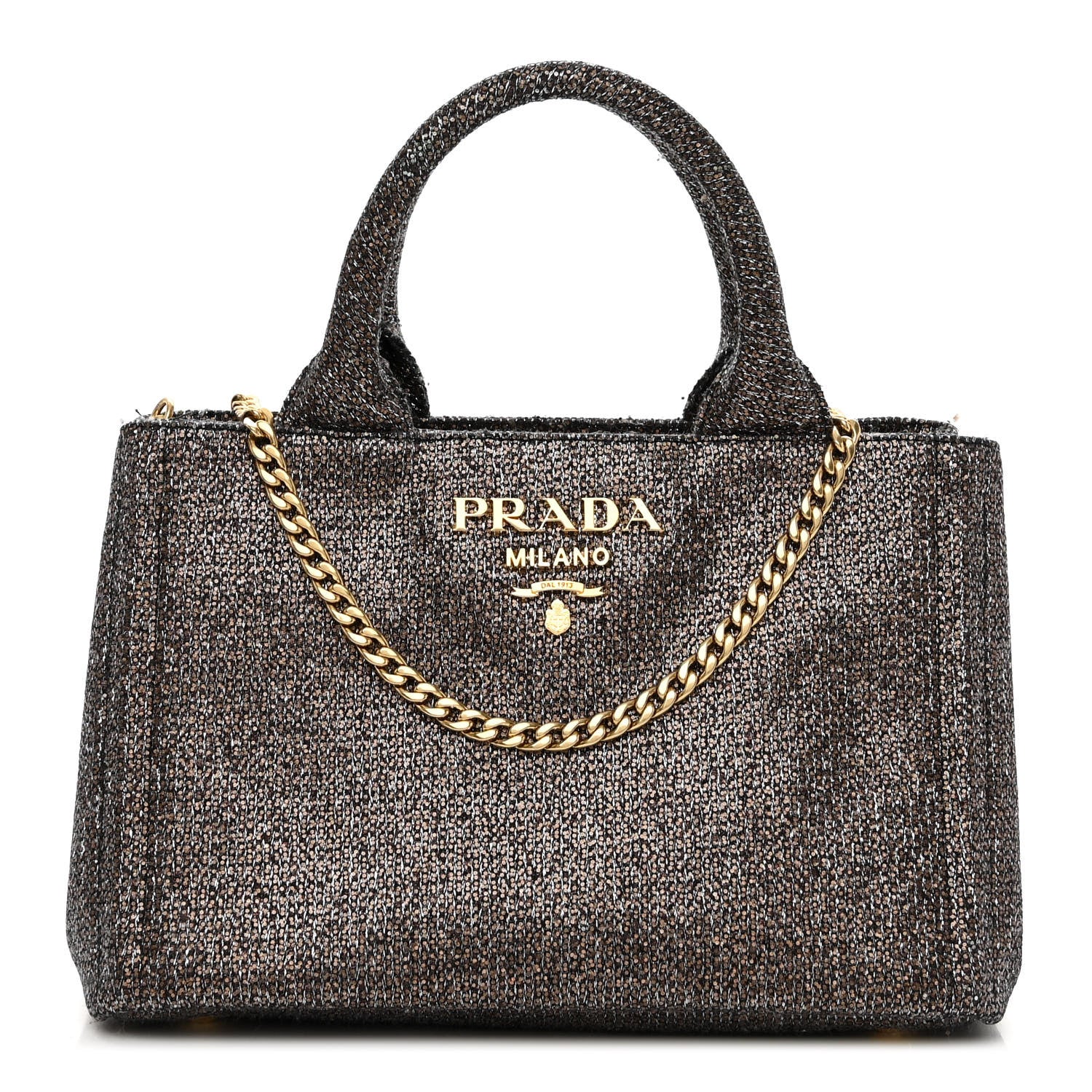 Prada Broccato Chain Tote Caffé 1 of 10