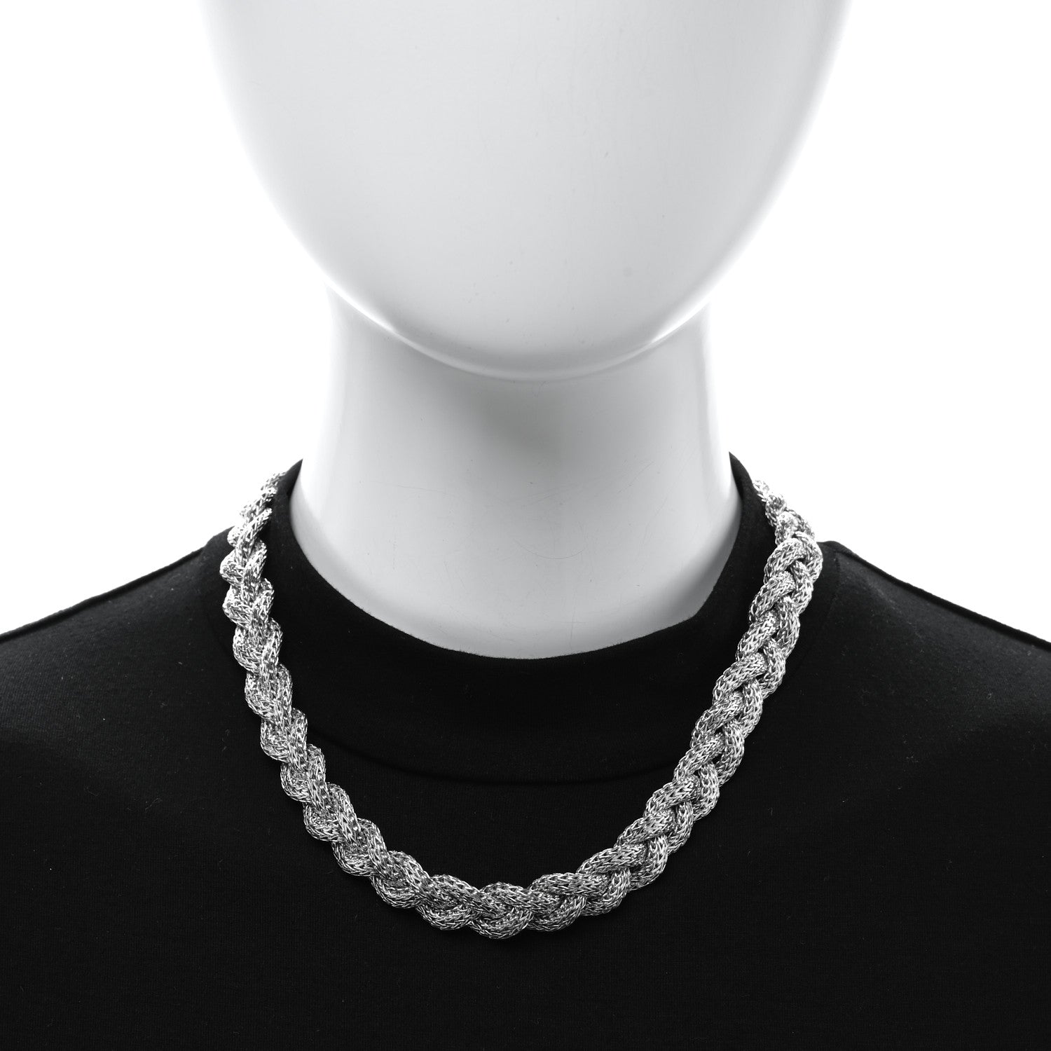 John Hardy Sterling Silver Diamond 16mm Braided Chain Necklace 2 of 5