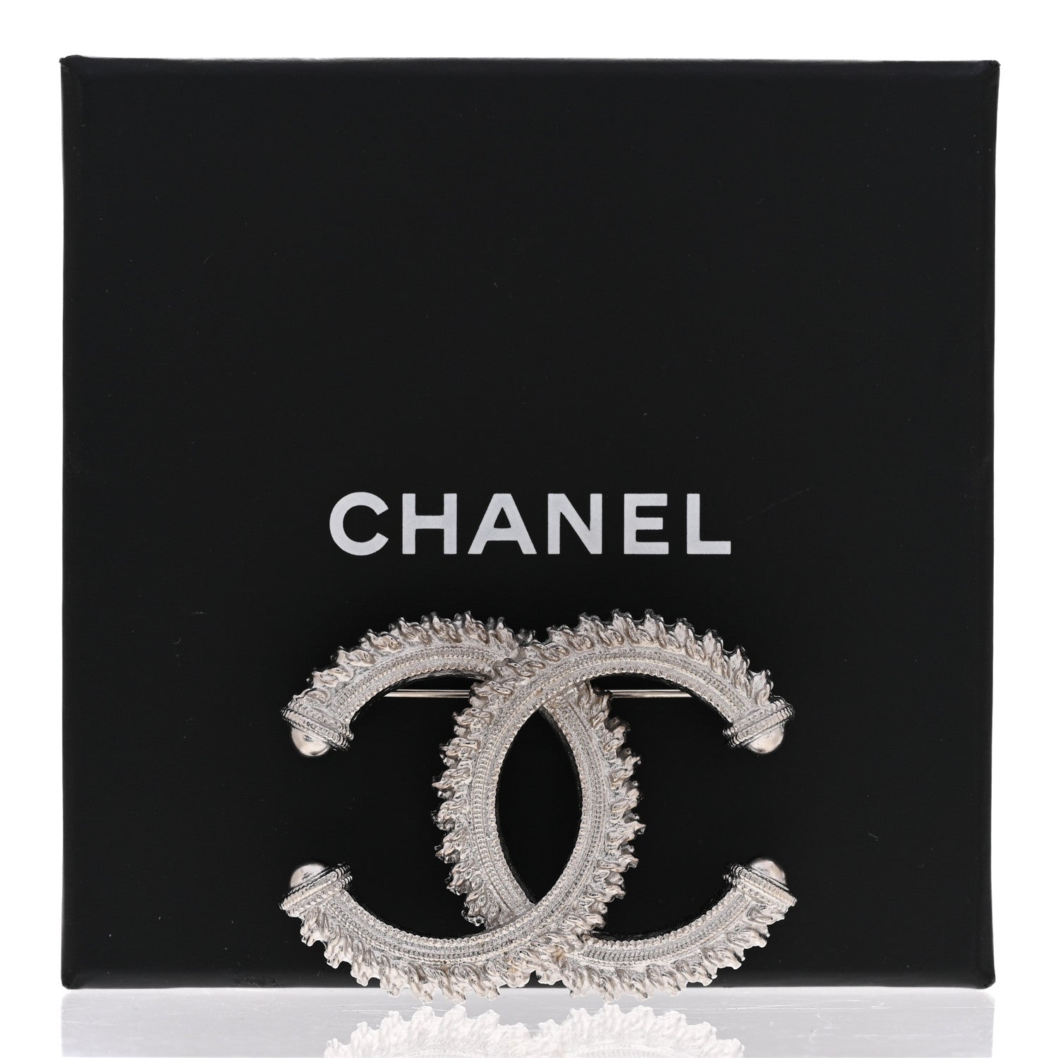 Chanel Textured CC Brooch Silver 5 of 5