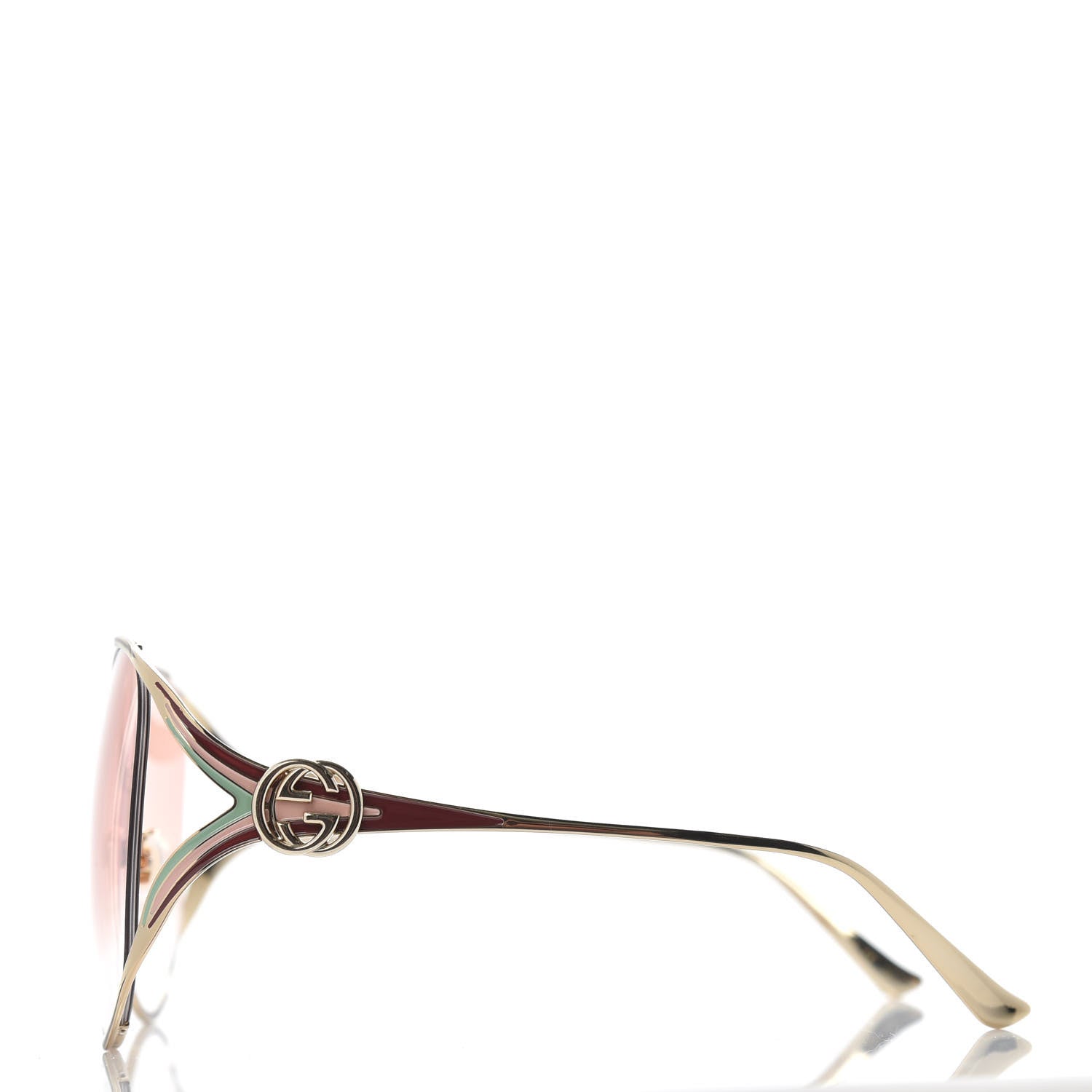 Gucci Metal Oversized Round Frame GG0225S Sunglasses Gold 3 of 9