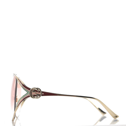 Gucci Metal Oversized Round Frame GG0225S Sunglasses Gold 3 of 9