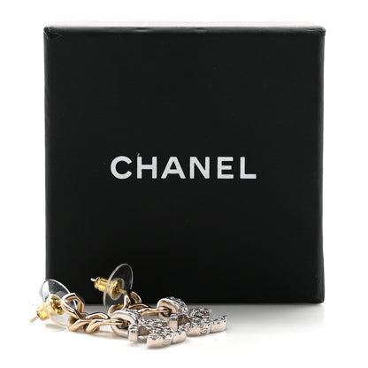 Chanel Metal Crystal CC Chain Drop Earrings Gold 5 of 5