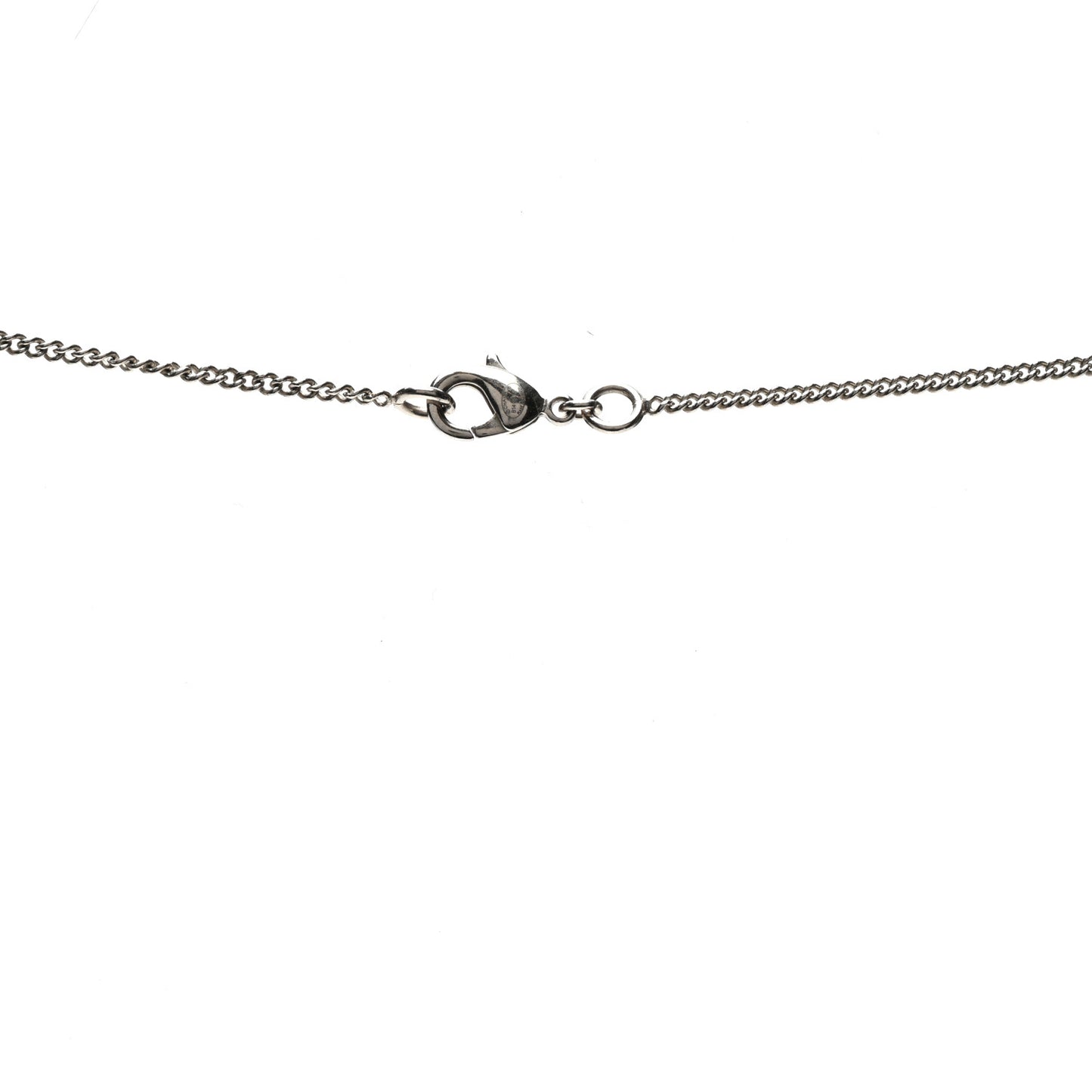 Enamel CC Pearl Drop Necklace Black Silver