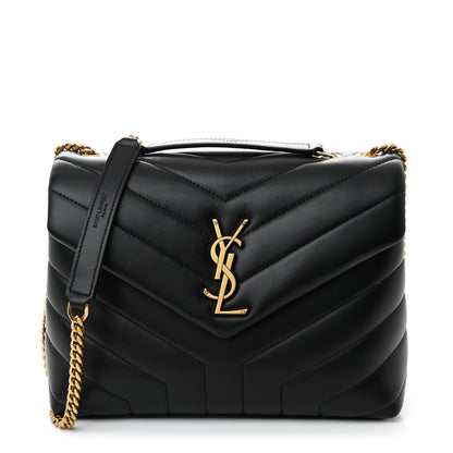 Saint Laurent Calfskin Y Quilted Monogram Small Loulou Chain Satchel Black 1 of 13