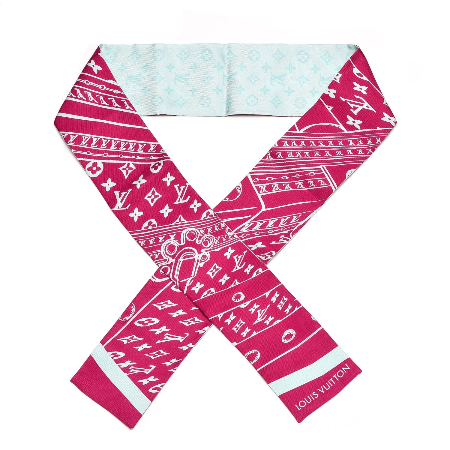Louis Vuitton Silk Monogram Trunkit Bandeau Framboise 1 of 5