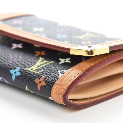 Louis Vuitton Monogram Multicolor Porte-Monnaie Plat Coin Purse Black 5 of 10