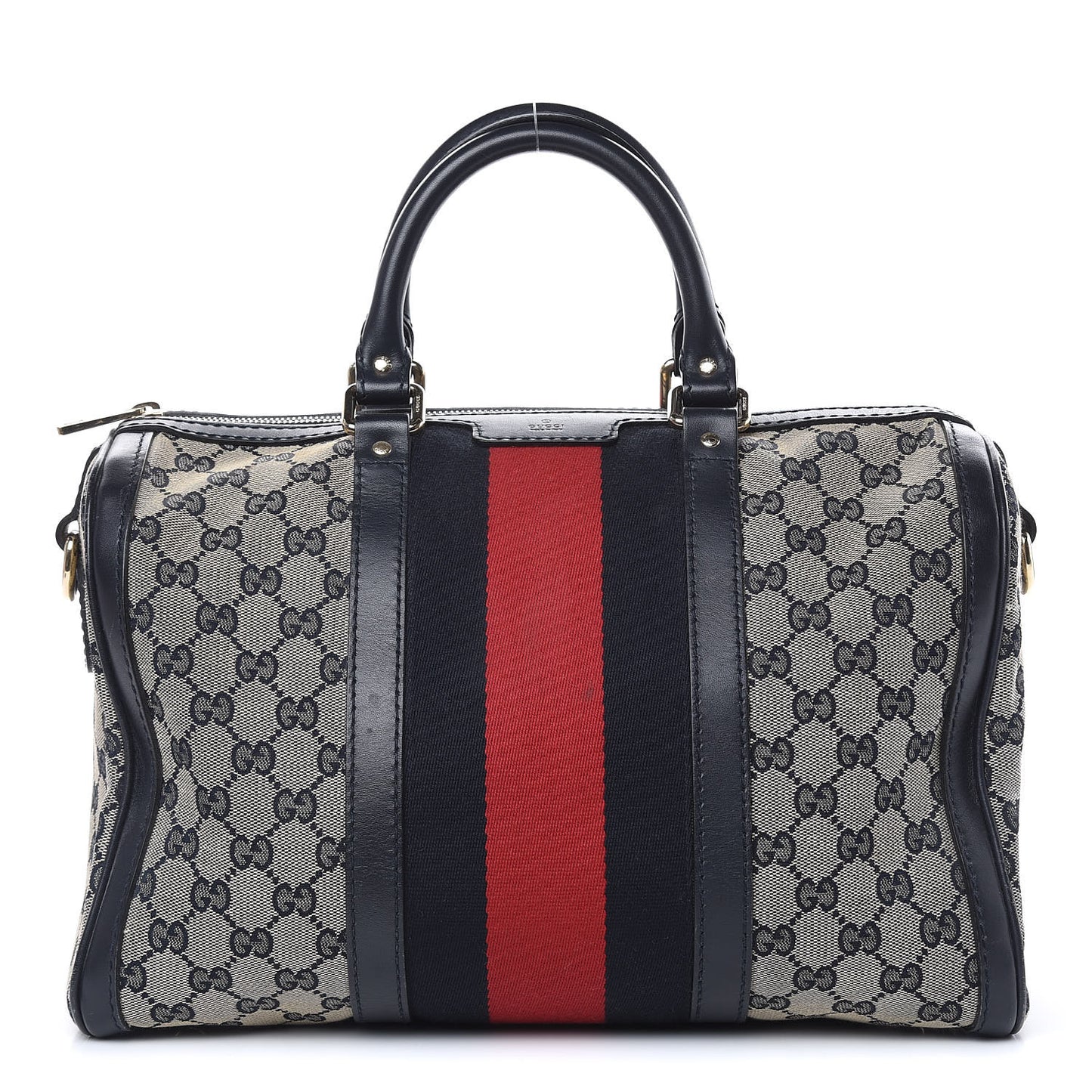 Monogram Selleria Calfskin Vintage Web Medium Boston Beige Blue