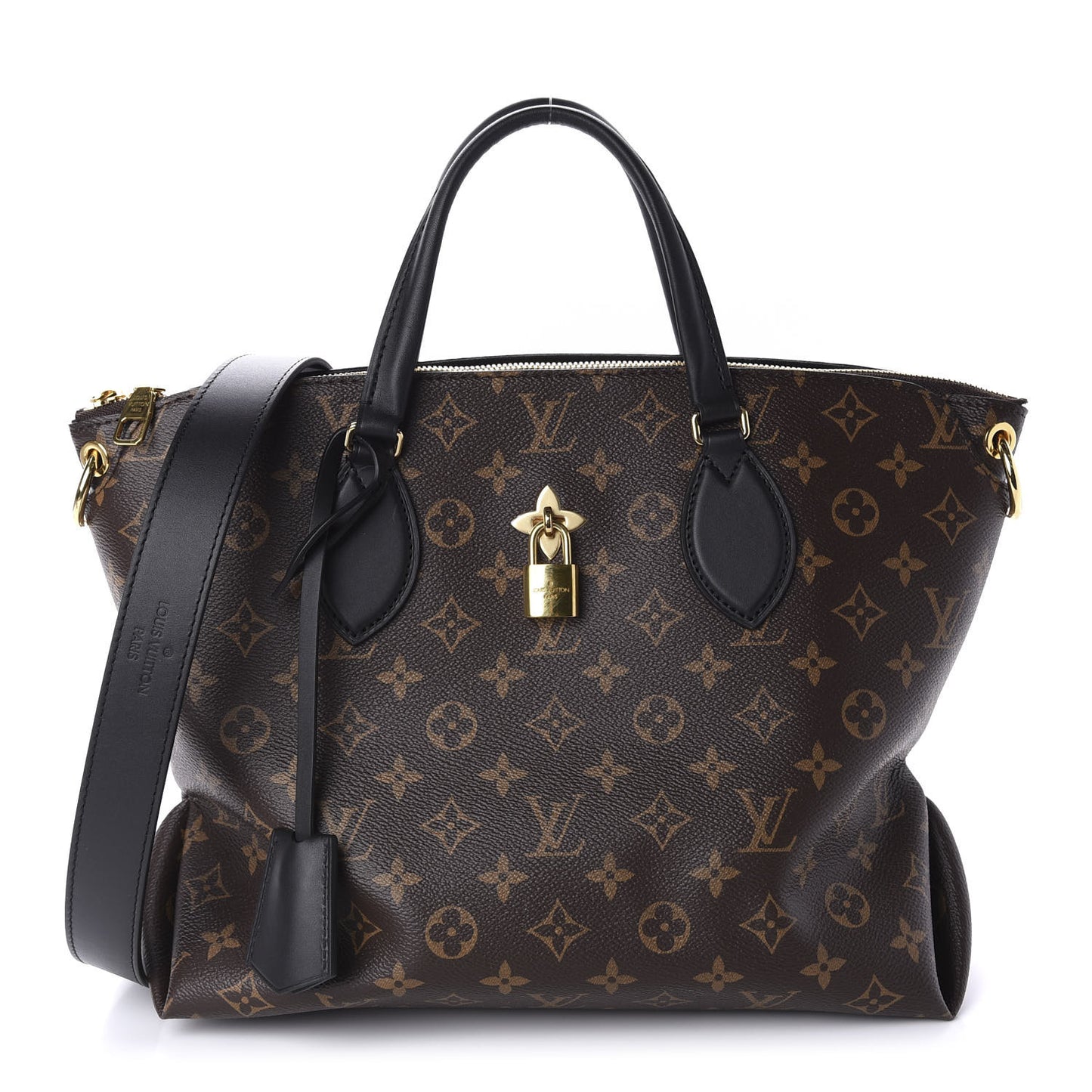 Monogram Flower Zipped Tote MM Black