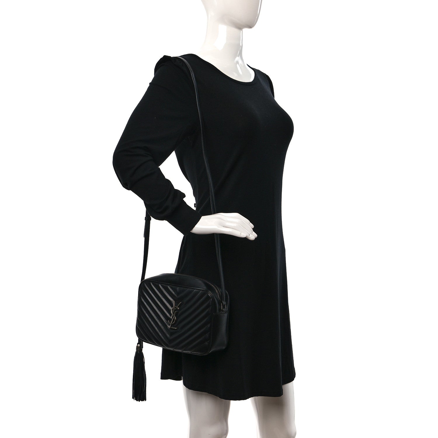 Saint Laurent Calfskin Matelasse Monogram Lou Camera Bag Black 2 of 12