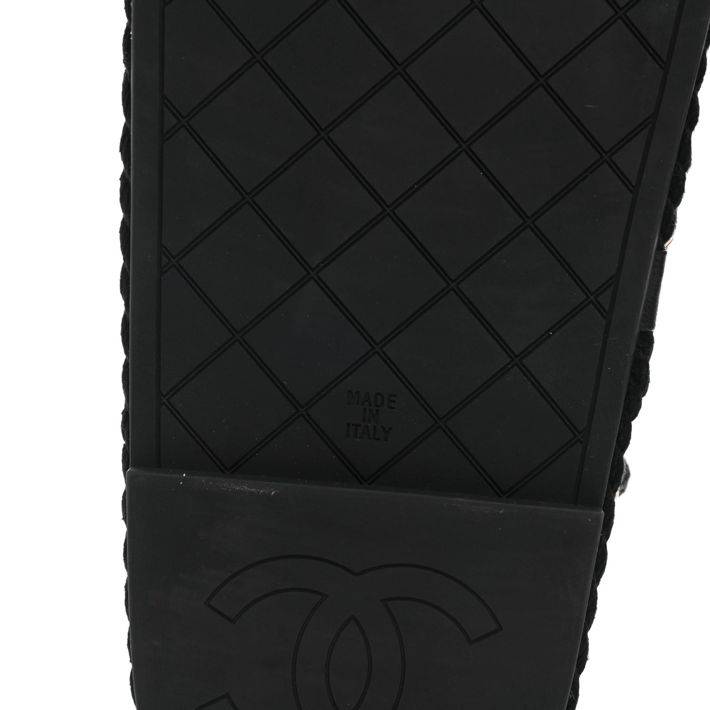 Lambskin Cord Chain CC Sandals 38 Black