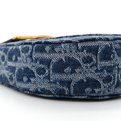 Christian Dior Denim Oblique Jacquard Saddle Rodeo Pouch Blue 9 of 11