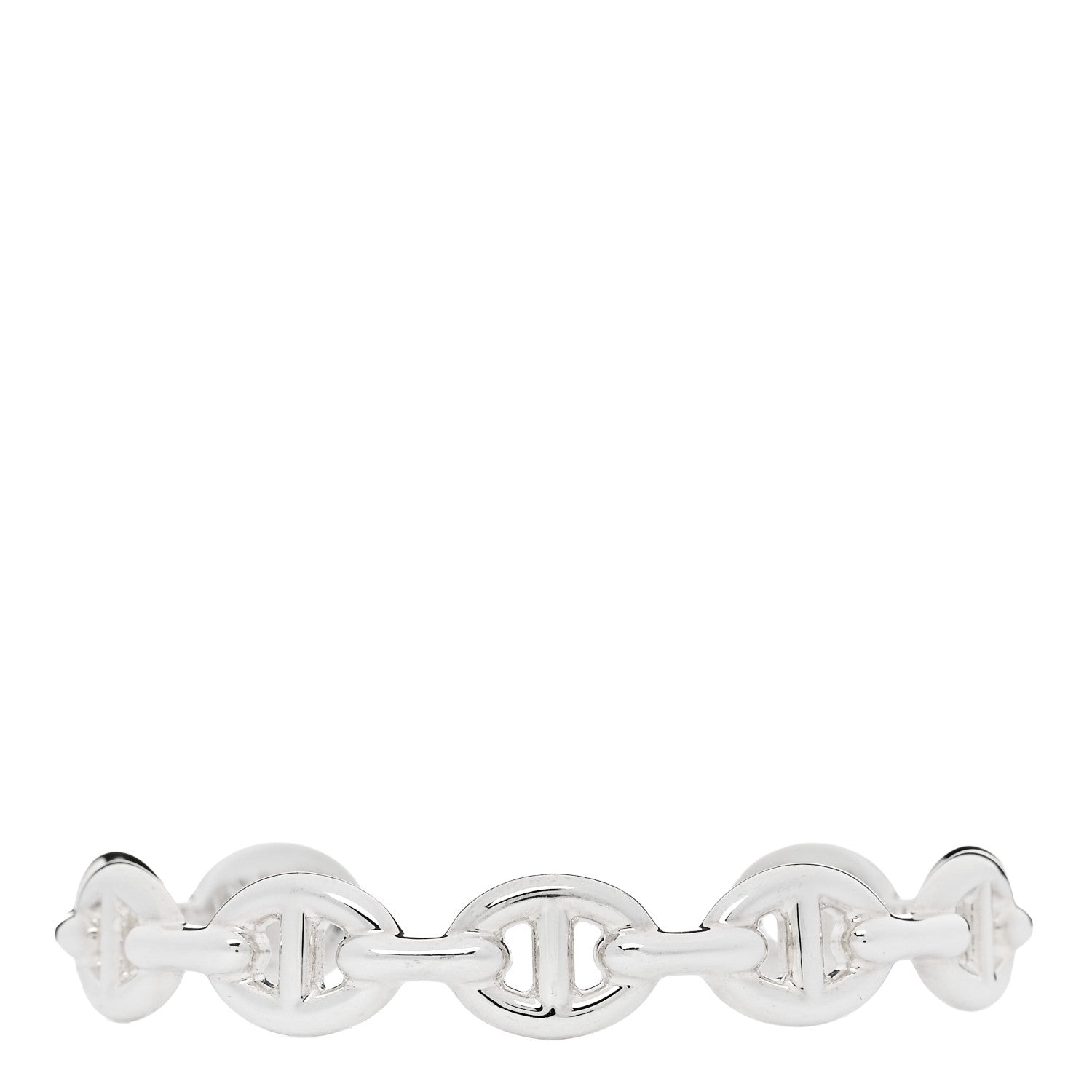 Hermes Sterling Silver MM Chaine d'Ancre Enchainee Cuff Bracelet SH 1 of 5