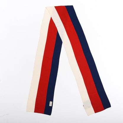 Gucci Knit Wool Web Scarf Blue Red White 2 of 3