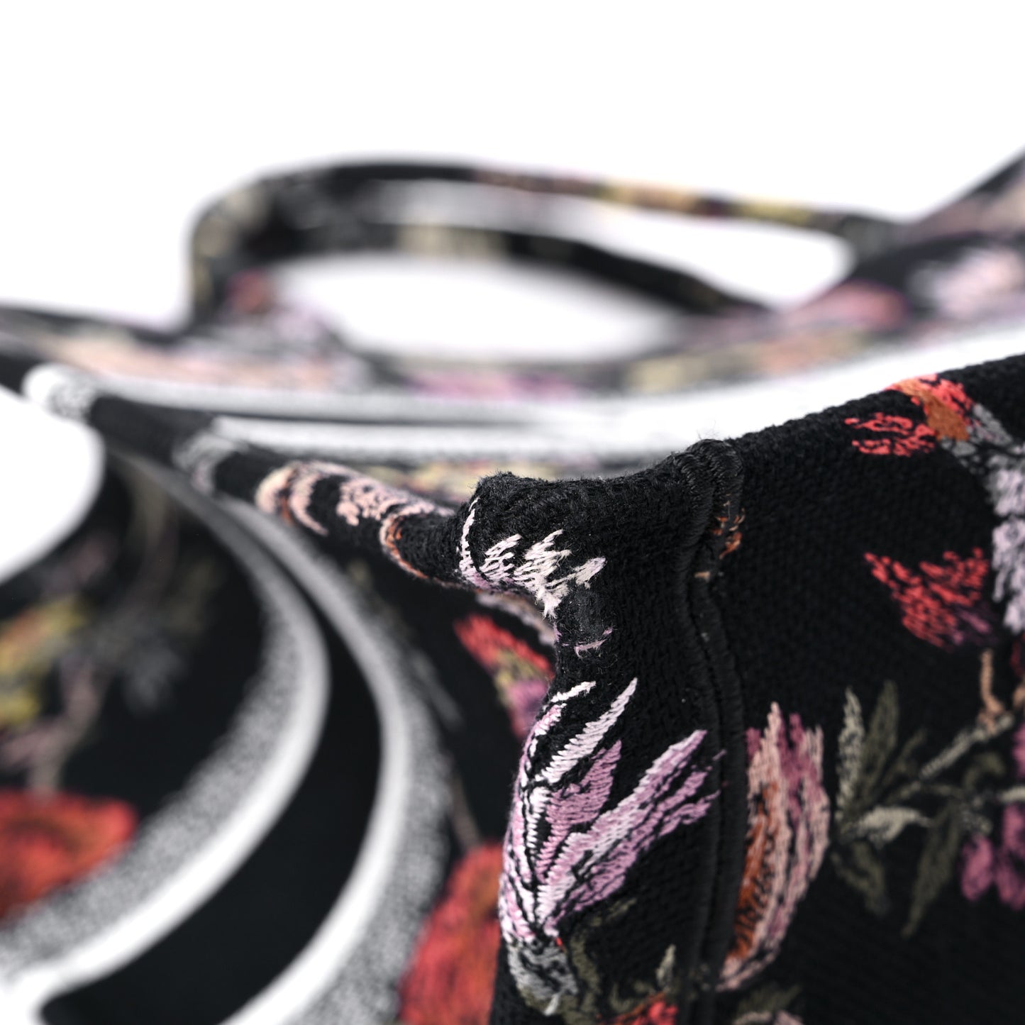 Canvas Embroidered Large Book Tote Black Multicolor
