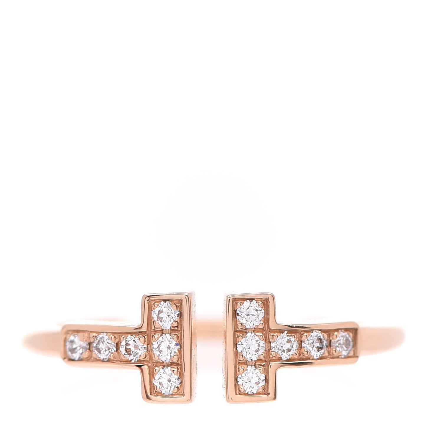 18K Rose Gold Diamond T Wire Ring 52 6