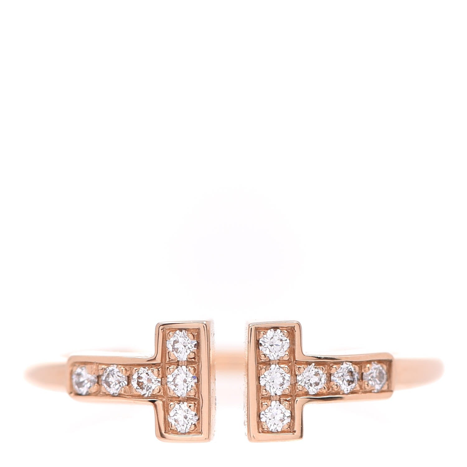 Tiffany 18K Rose Gold Diamond T Wire Ring 52 6 1 of 5