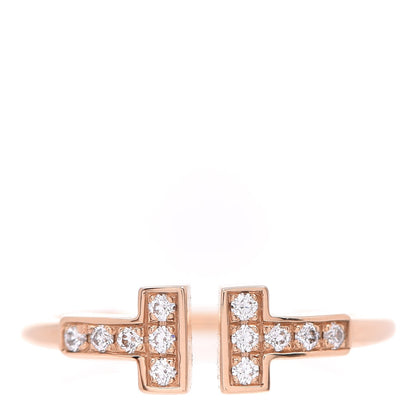 Tiffany 18K Rose Gold Diamond T Wire Ring 52 6 1 of 5