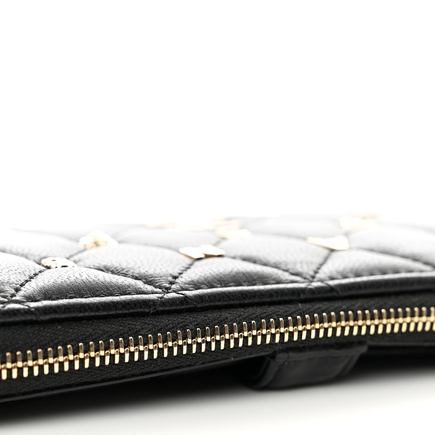 Lambskin Quilted All About Chanel Charm Wristlet Wallet Black