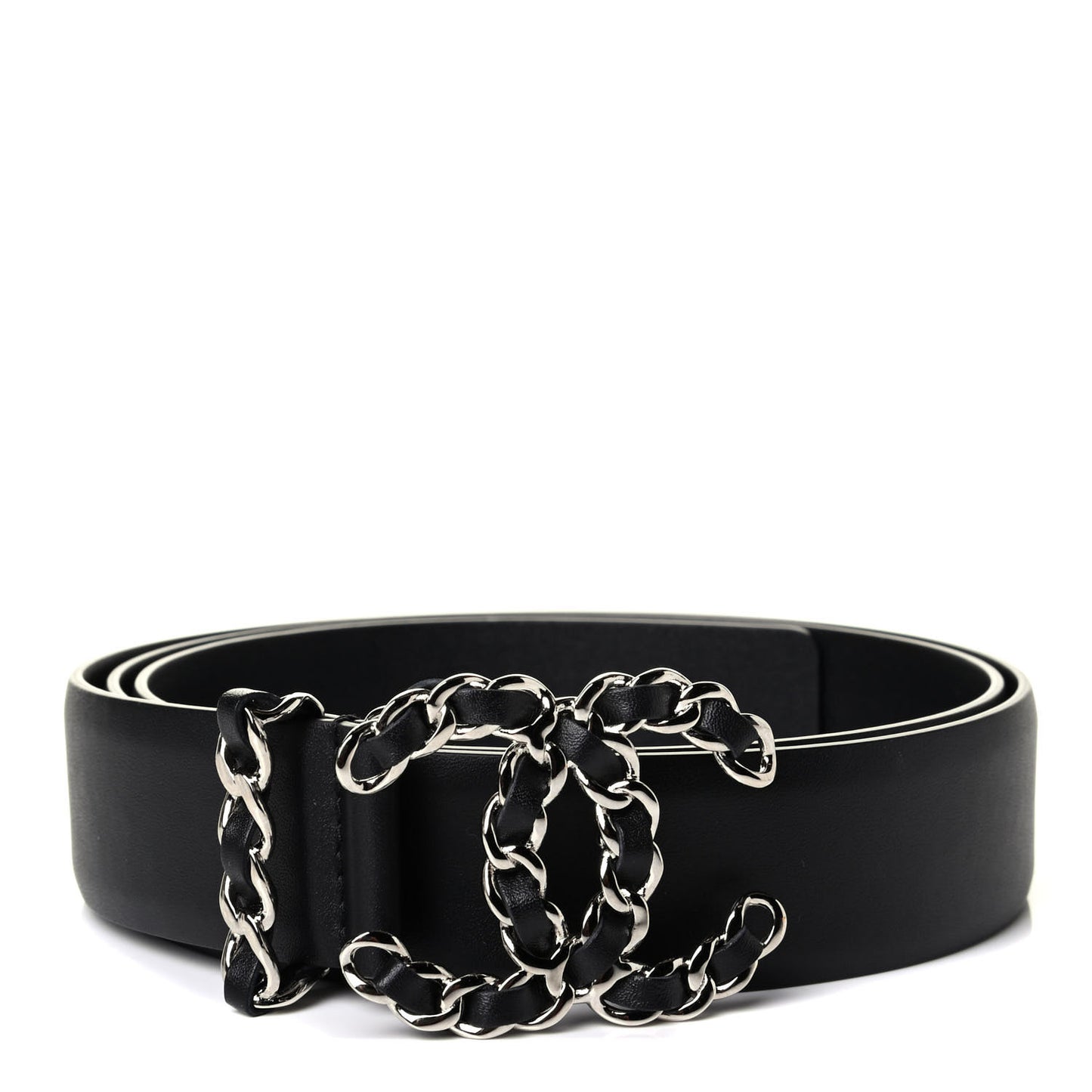 Calfskin CC Chain Belt 90 36 Black