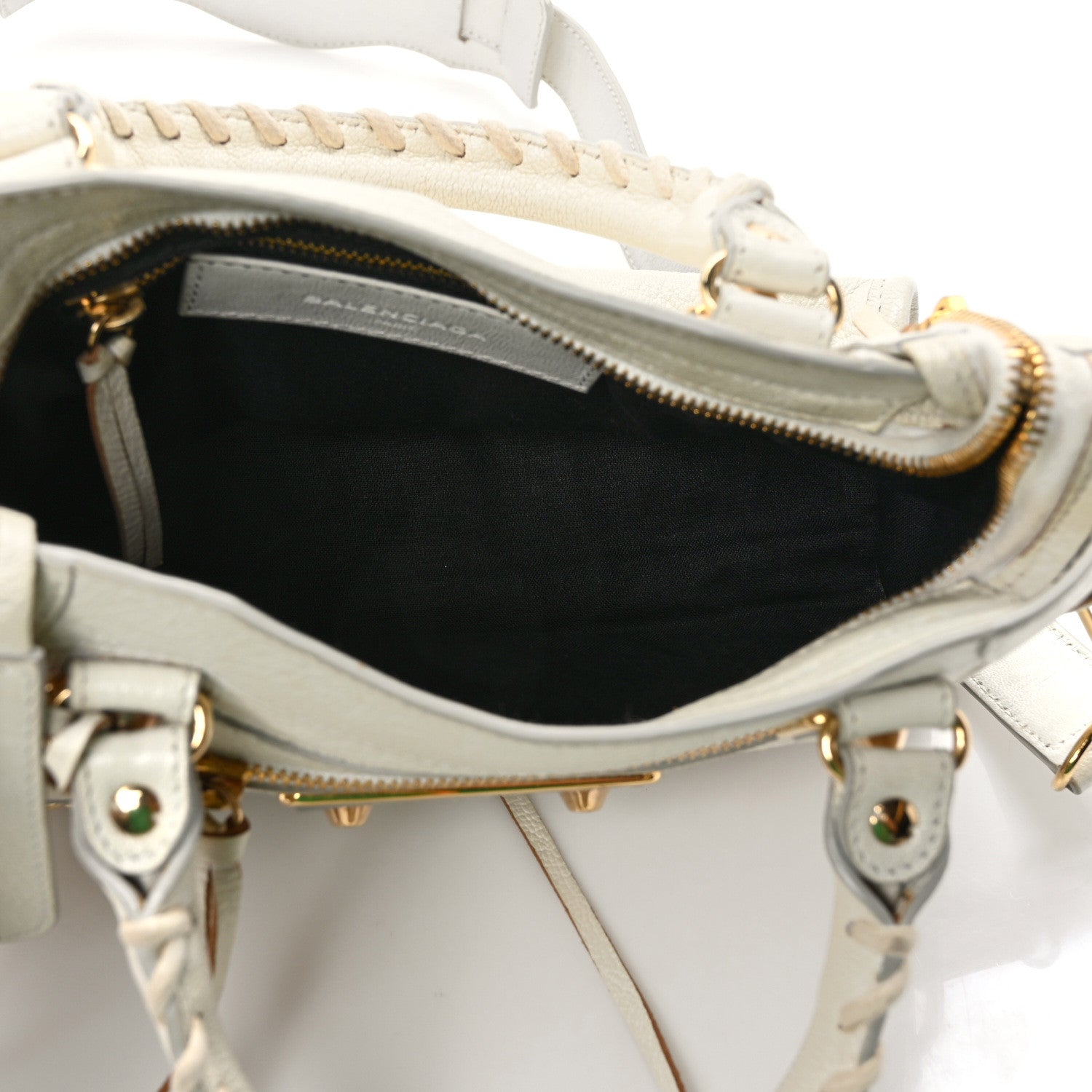 Balenciaga Chevre Gold Metallic Edge Hardware Mini City White 5 of 12