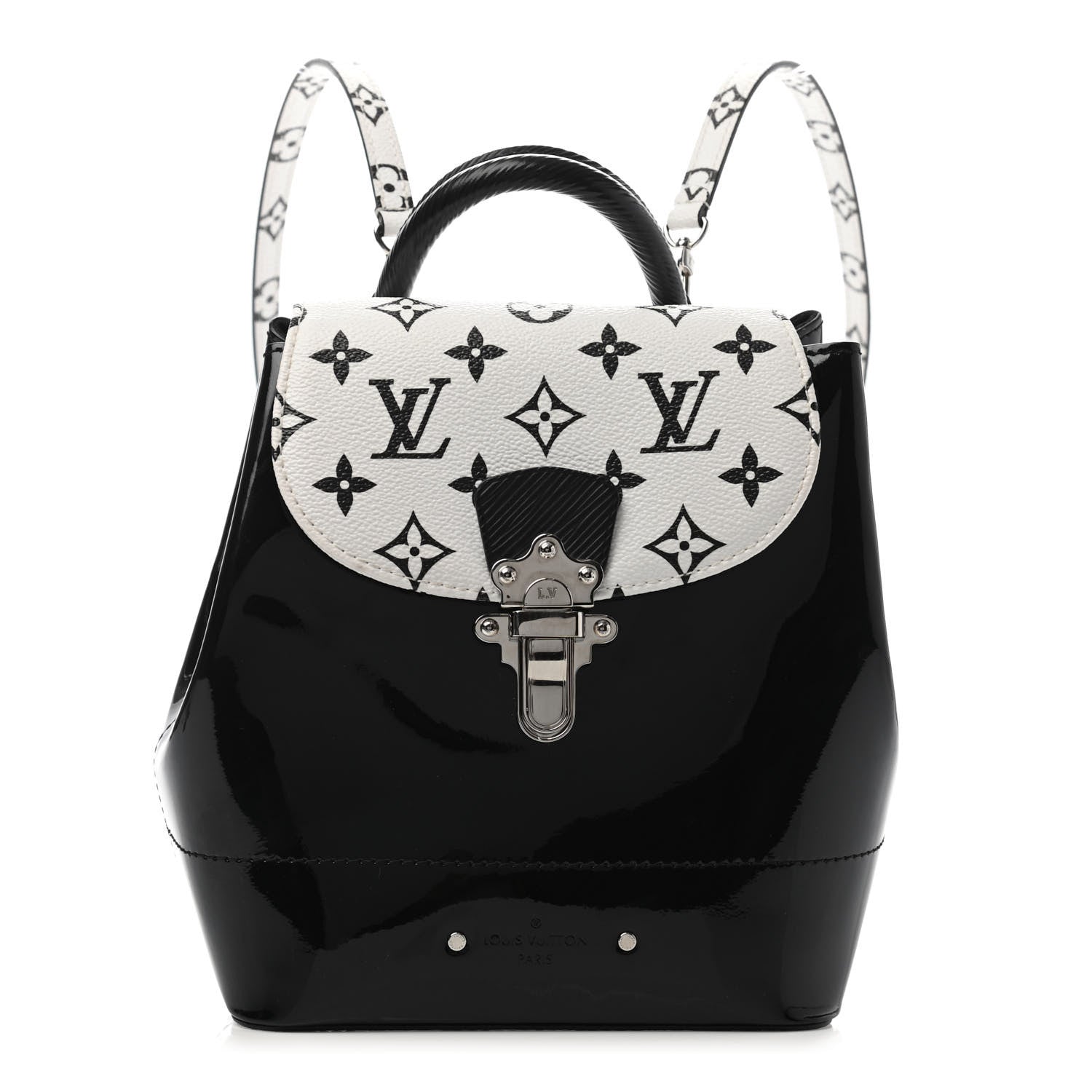 Louis Vuitton Patent Monogram Hot Springs Backpack Black White 1 of 4