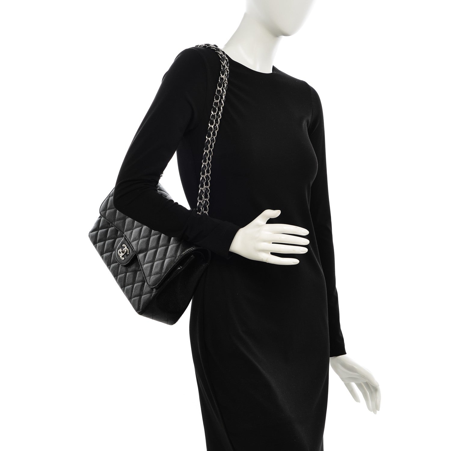Chanel Caviar Quilted Jumbo Double Flap Black 2 of 7