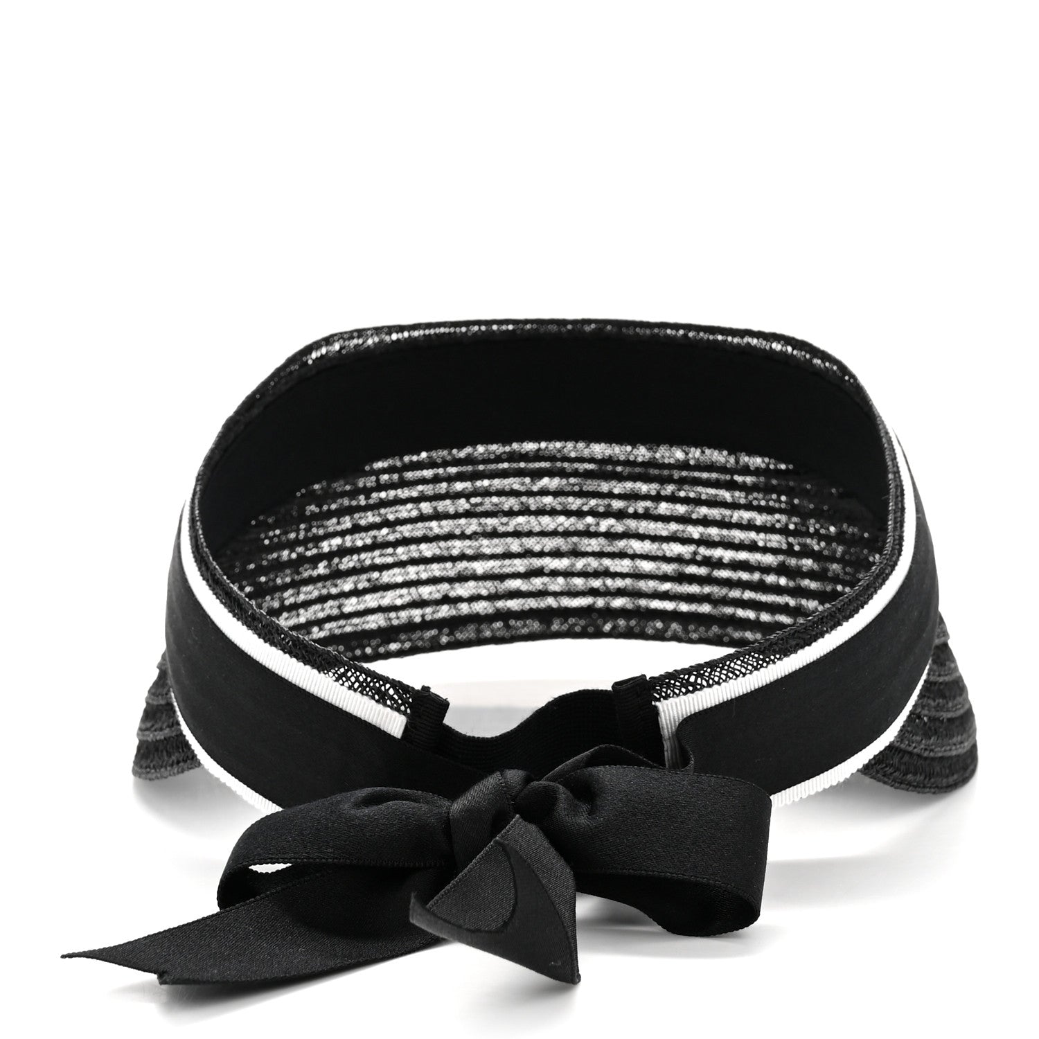 Chanel Abaca Cotton Ribbon Visor M Black 6 of 8