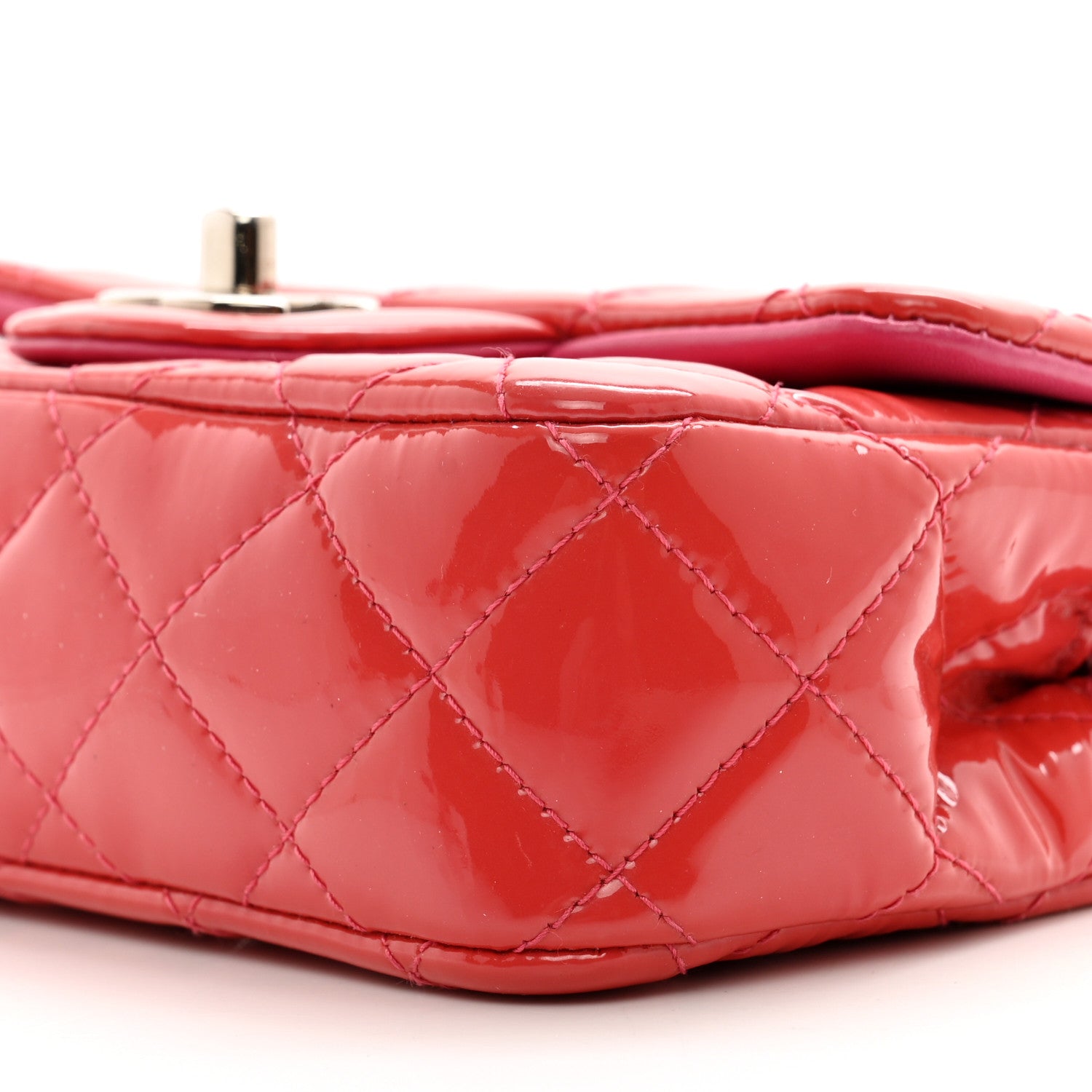 Chanel Patent Calfskin Quilted Extra Mini Rectangular Flap Pink 10 of 11