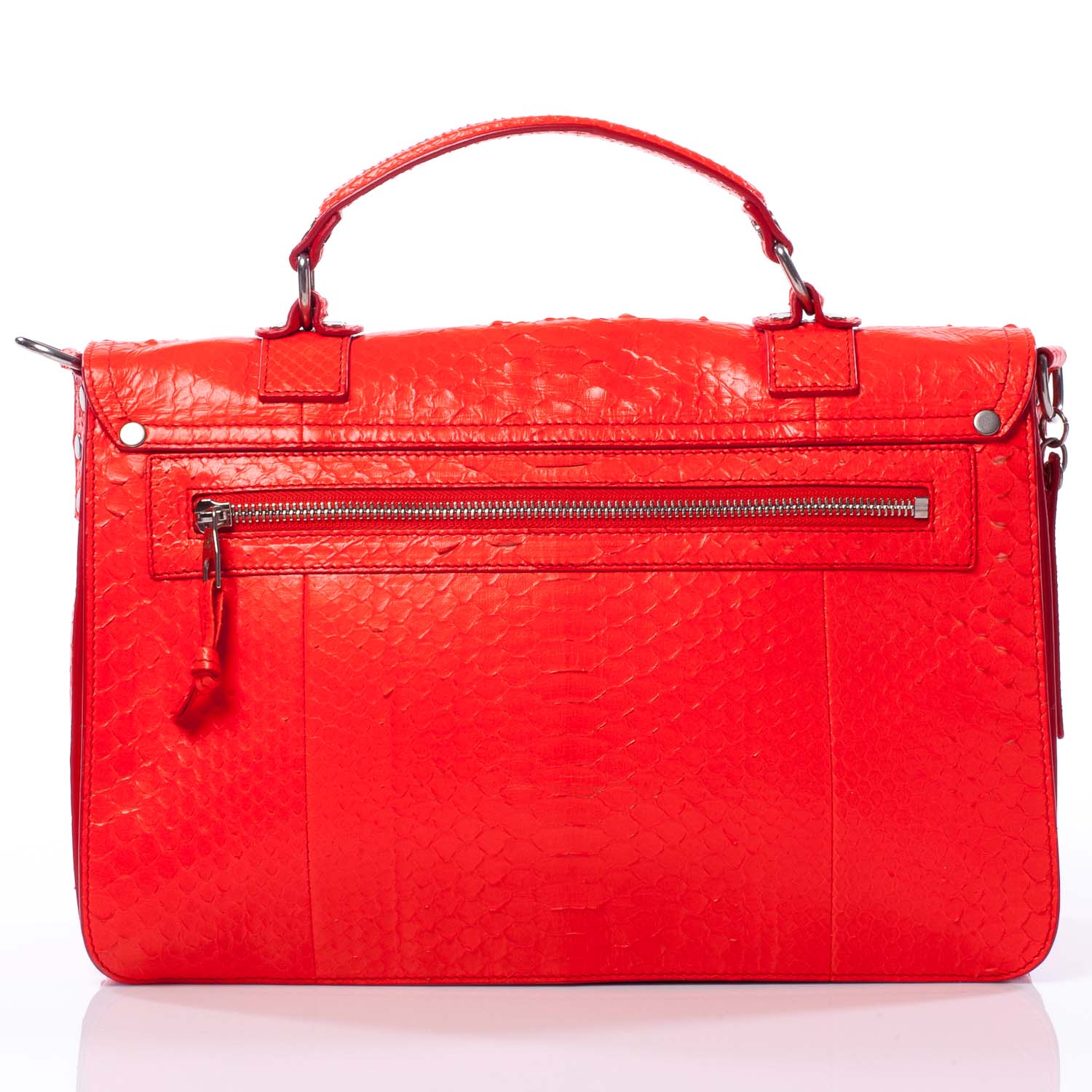 Proenza Schouler Python PS1 Medium Satchel Neon Red 4 of 9