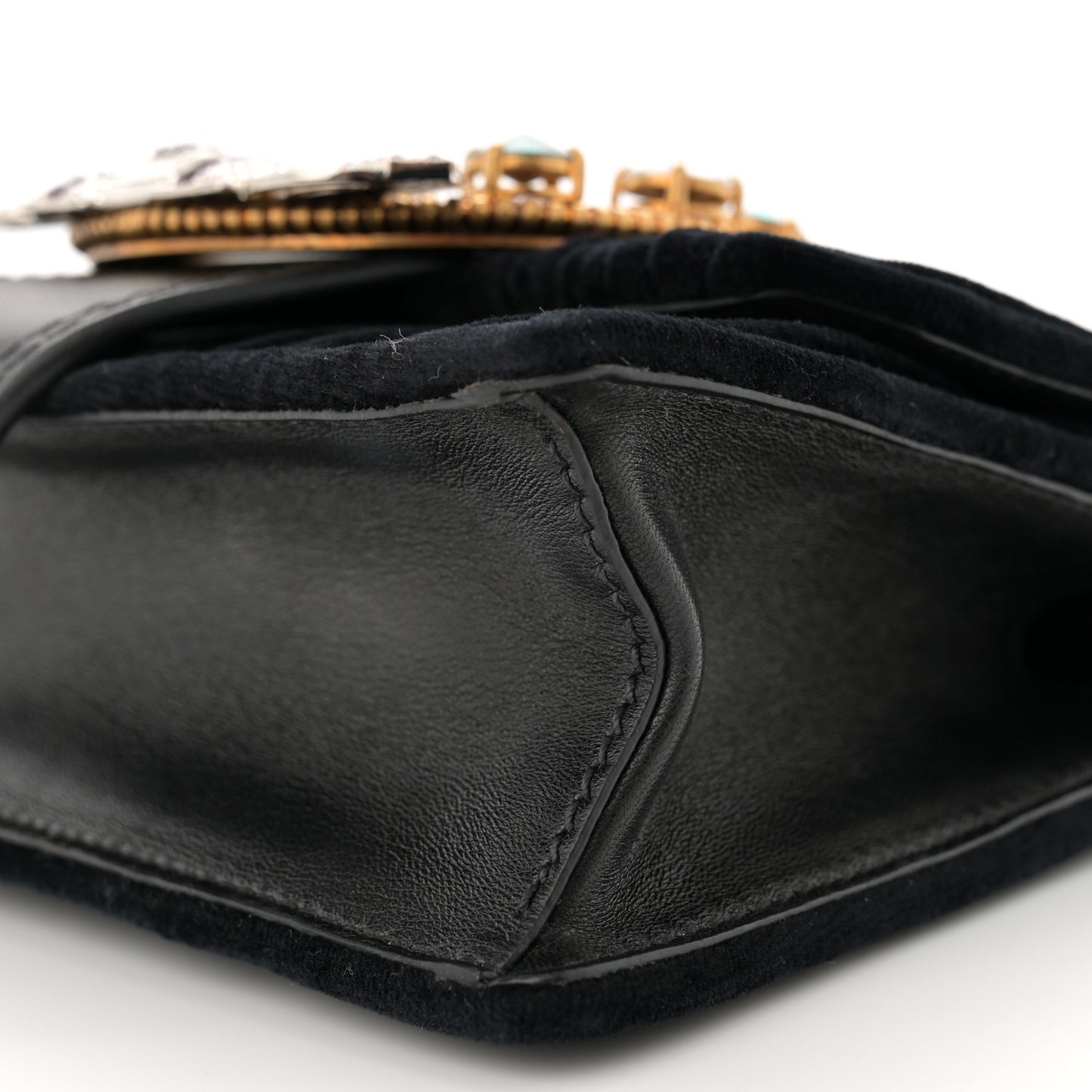 Velluto Crystal Embellished Shoulder Bag Black