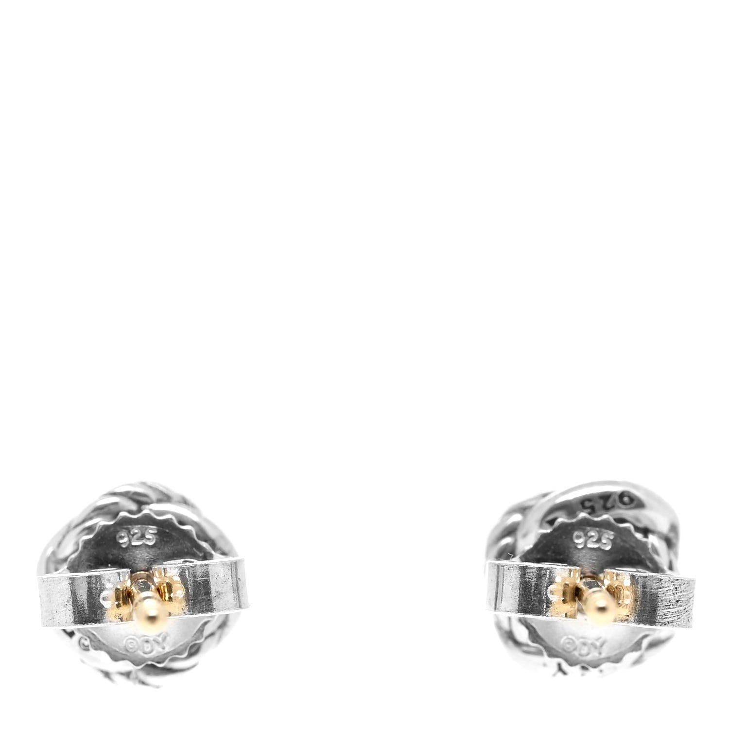 David Yurman Sterling Silver Diamond 7mm Infinity Stud Earrings 3 of 5