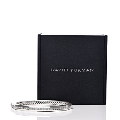 David Yurman Sterling Silver Diamond Stax Faceted Bangle Bracelet 5 of 5