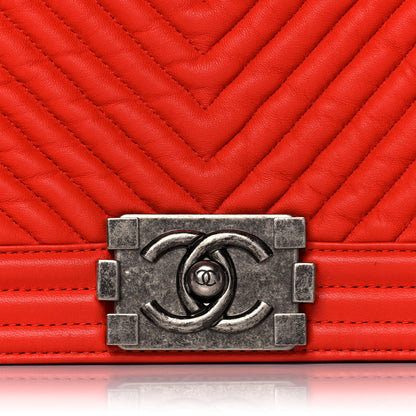 Chanel Wrinkled Lambskin Chevron Quilted Medium Boy Flap Orange 8 of 12