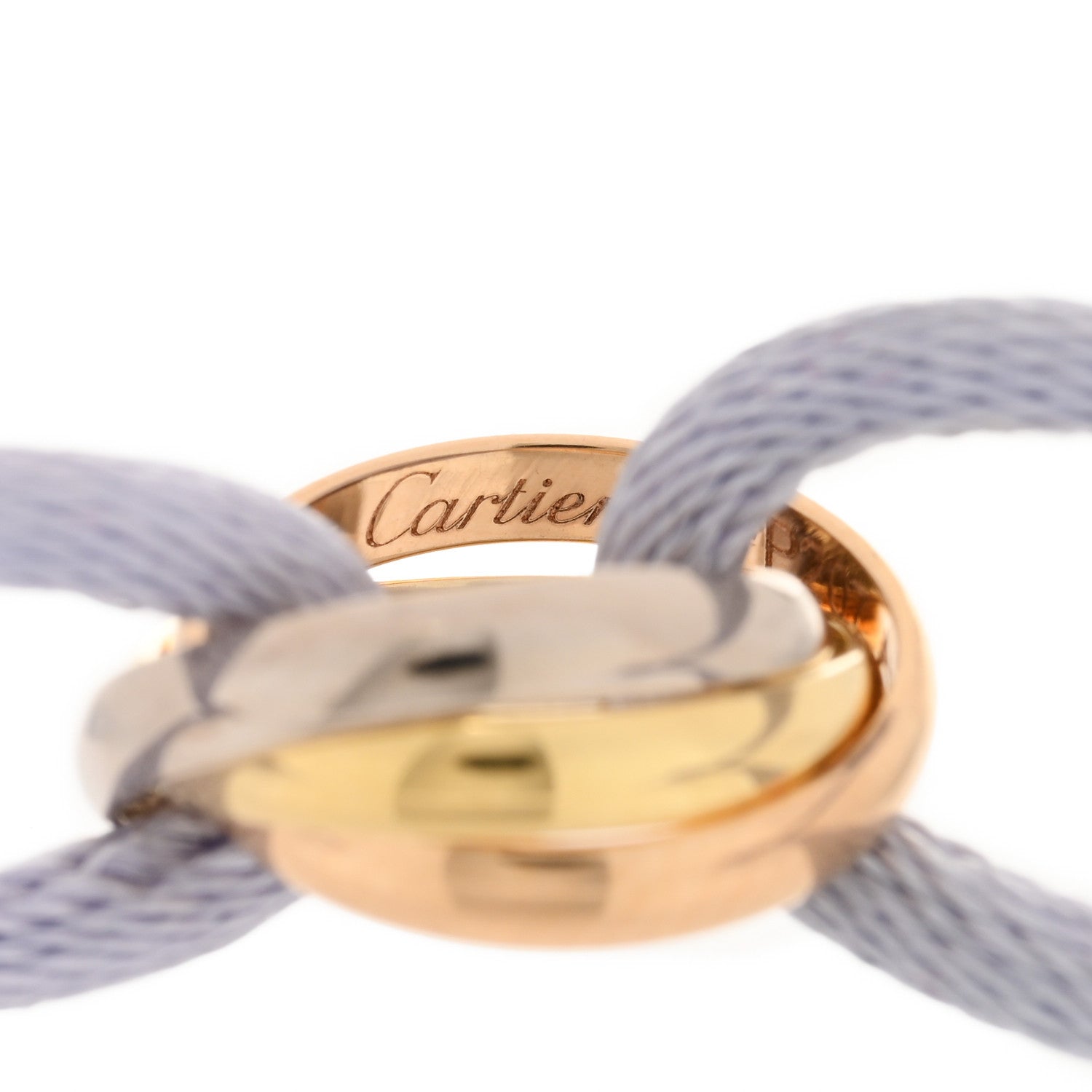 Cartier 18k Pink Yellow White Gold Trinity Adjustable Cord Bracelet Lilac 3 of 4