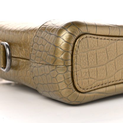 Chanel Metallic Calfskin Crocodile Embossed Cocodile Small Gabrielle Hobo Gold 9 of 12