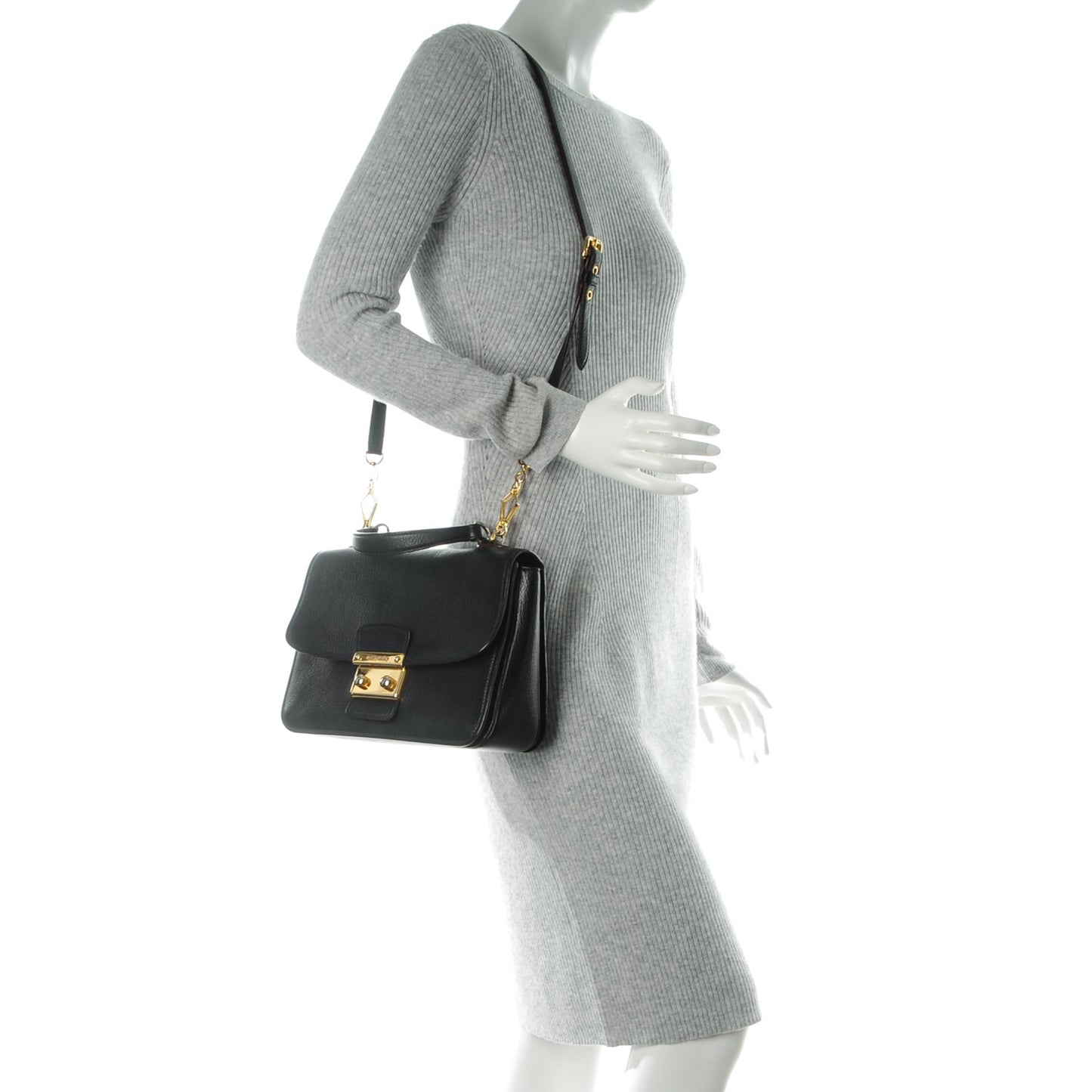 Goatskin Madras Shoulder Bag Nero Black