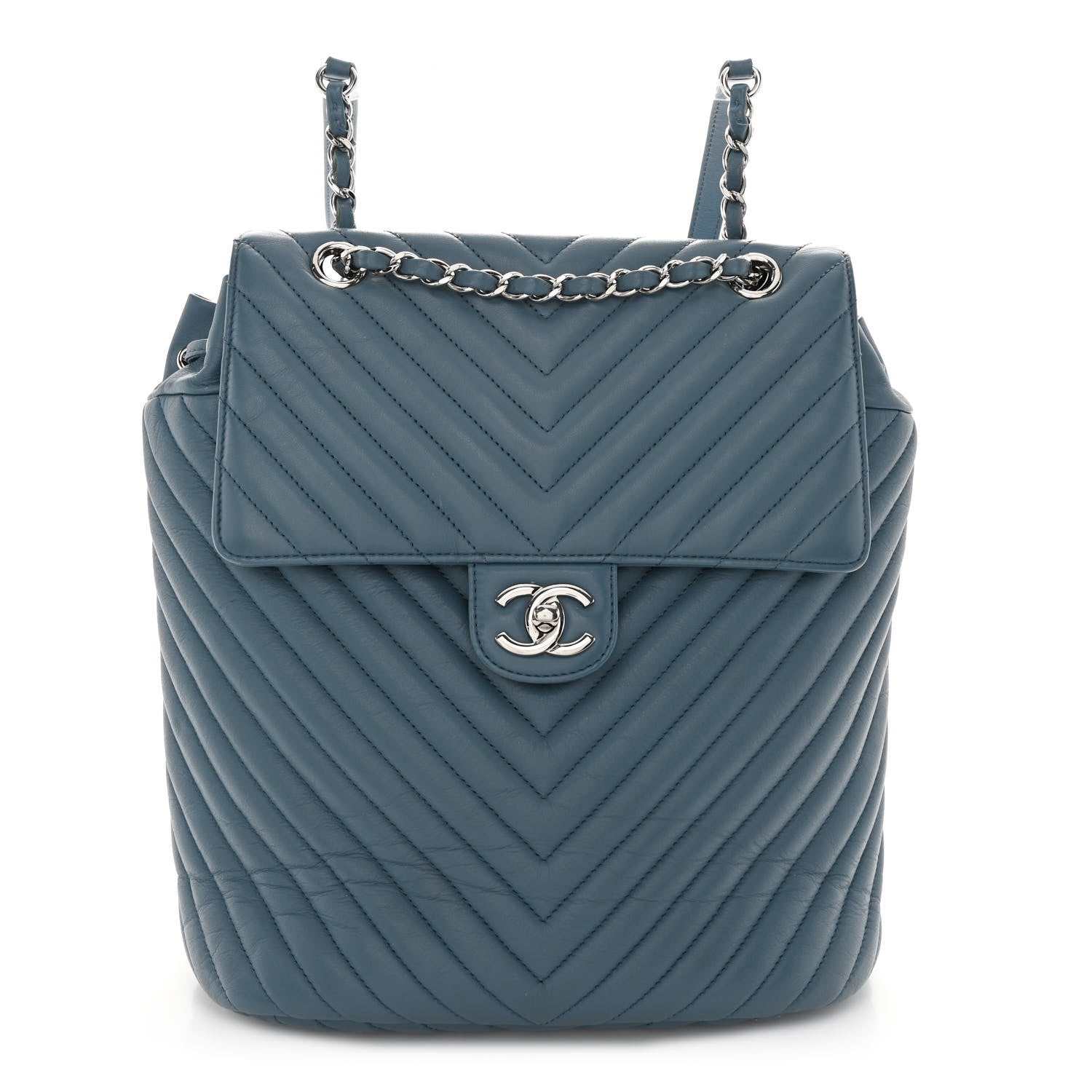 Chanel Calfskin Chevron Quilted Large Urban Spirit Backpack Light Blue 1 of 12
