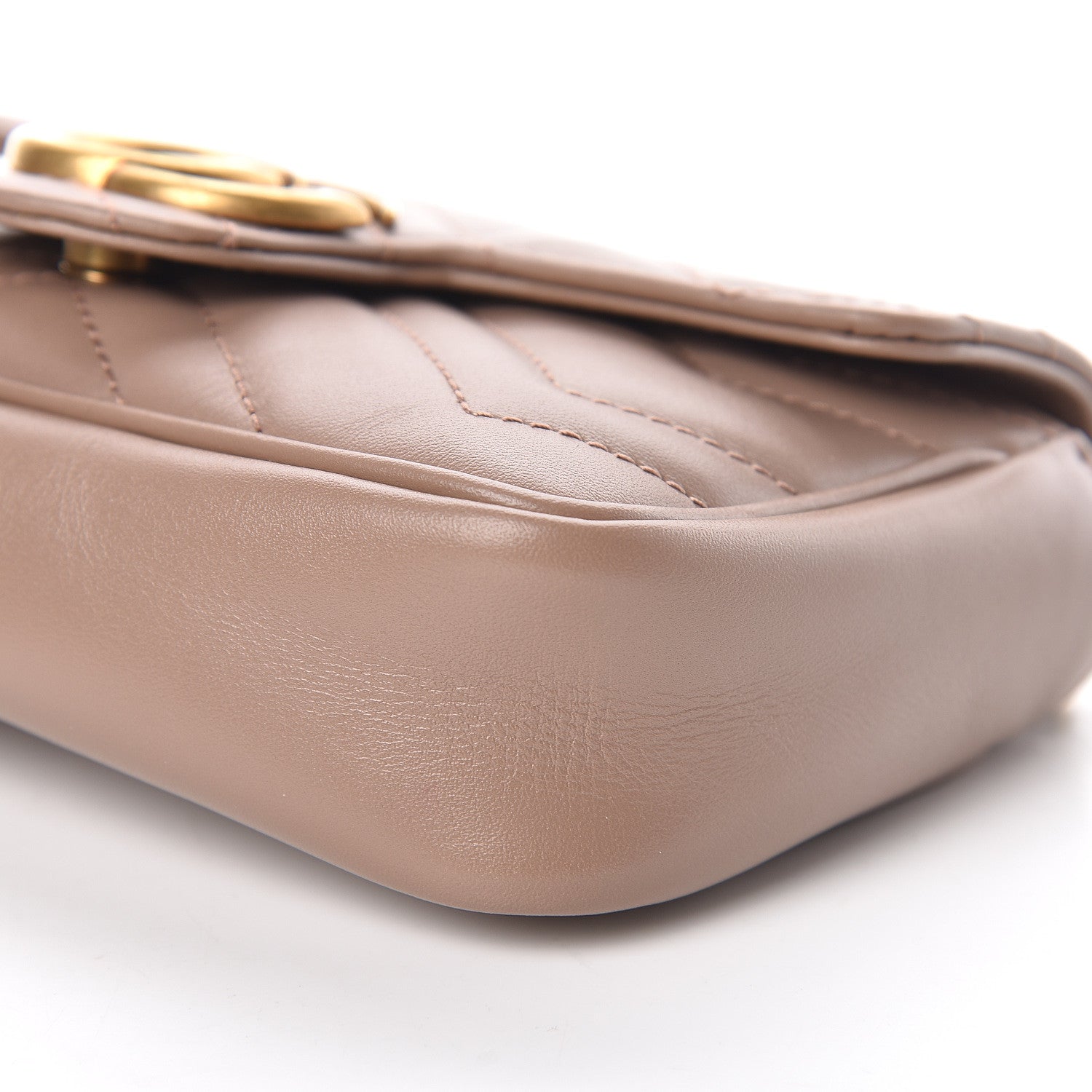 Gucci Calfskin Matelasse Super Mini GG Marmont Shoulder Bag Porcelain Rose 9 of 11