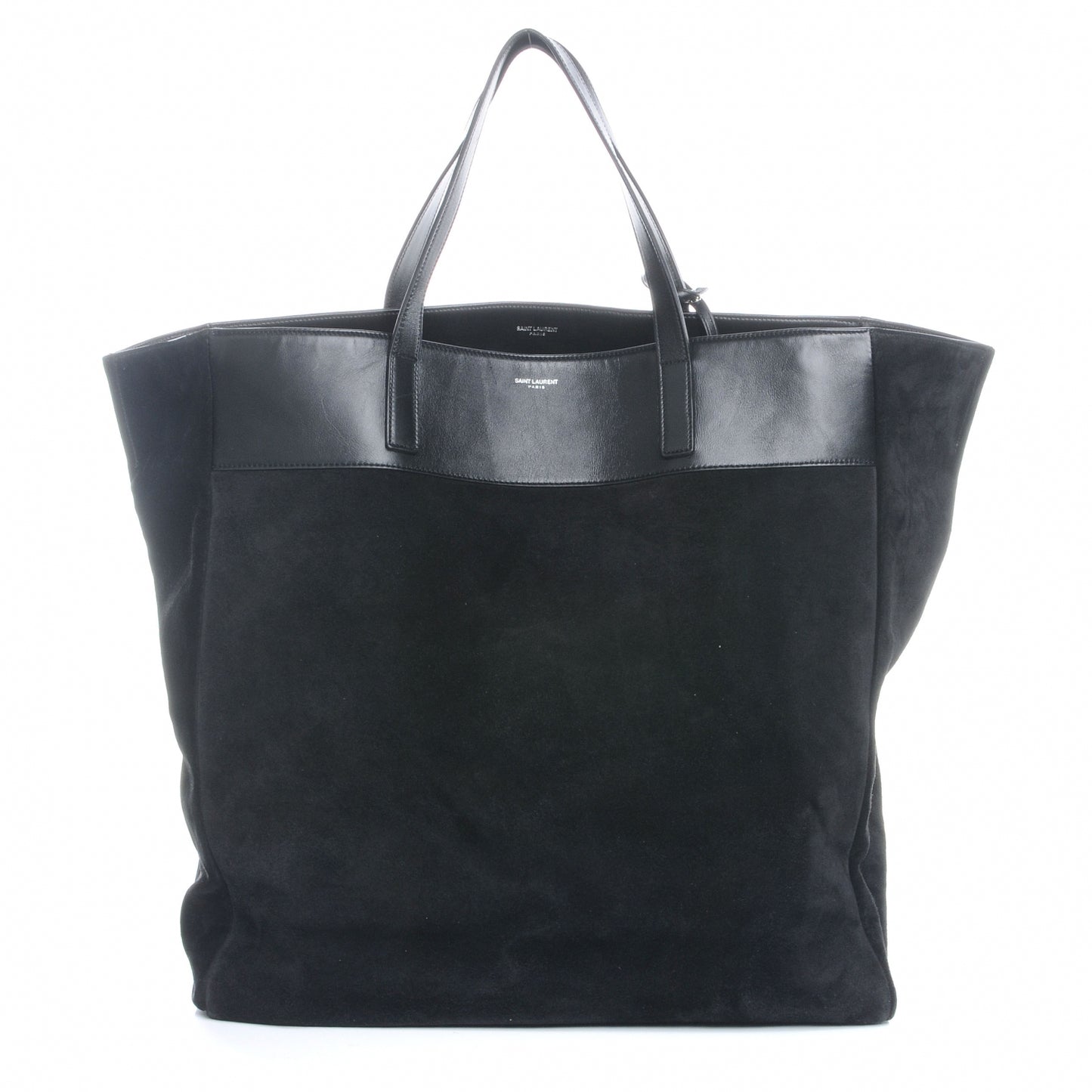Suede Leather Reversible Shopper Tote Black