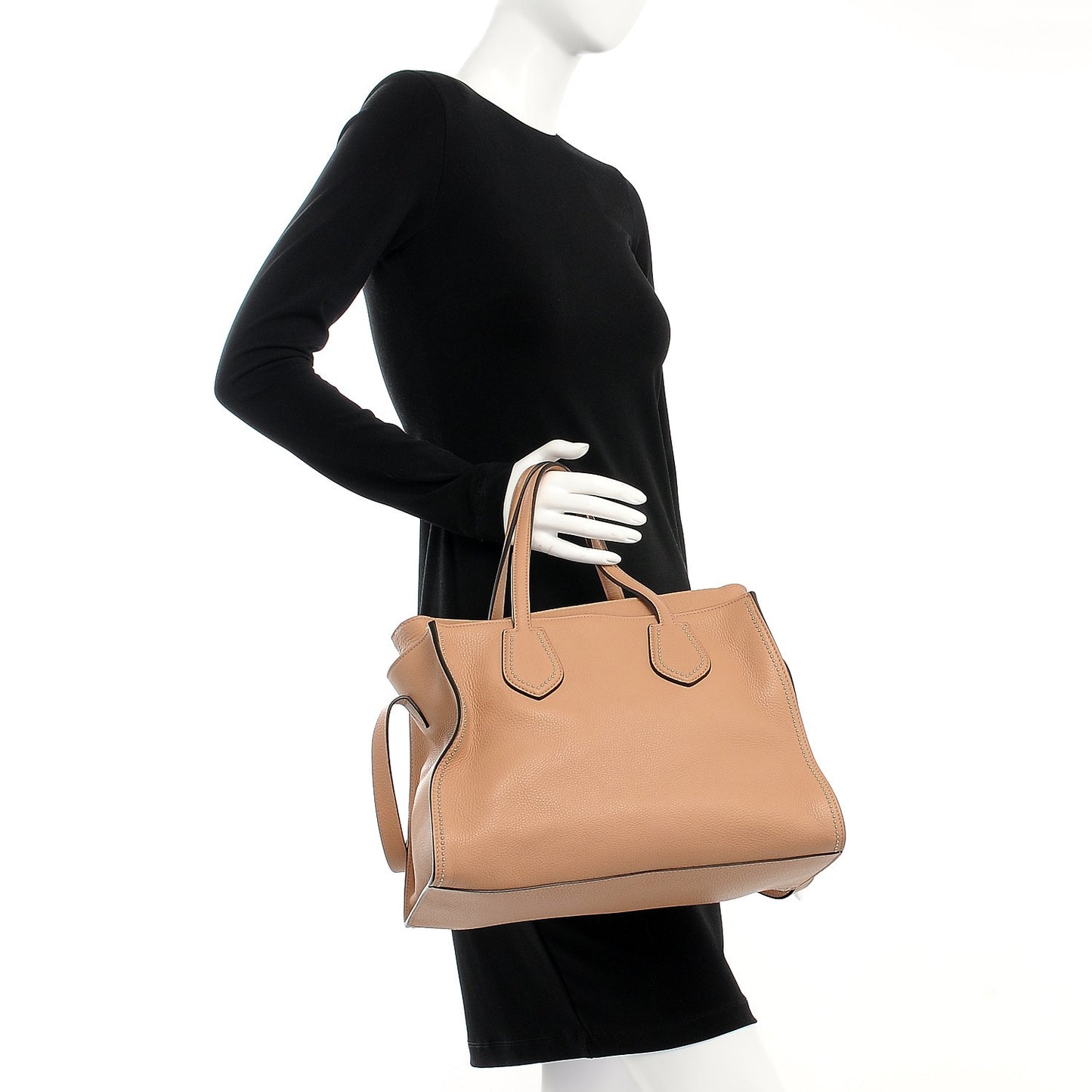 Cellarius Calfskin Ramble Studded Layered Tote Camelia